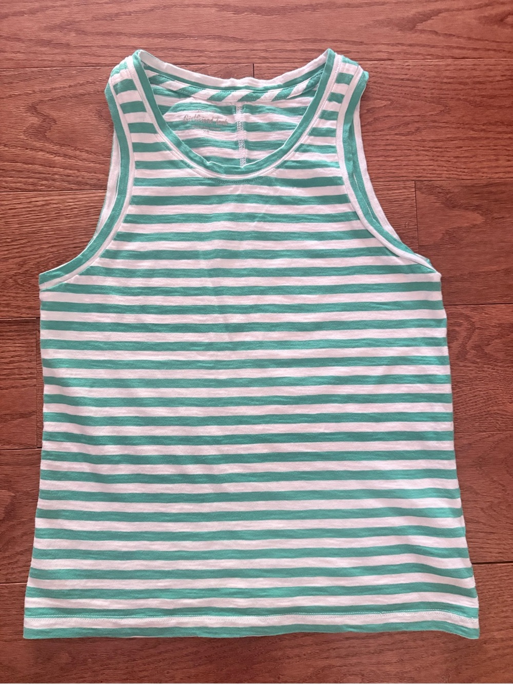 J. Crew Girlfriend Tank Top in Teal & White Stripes